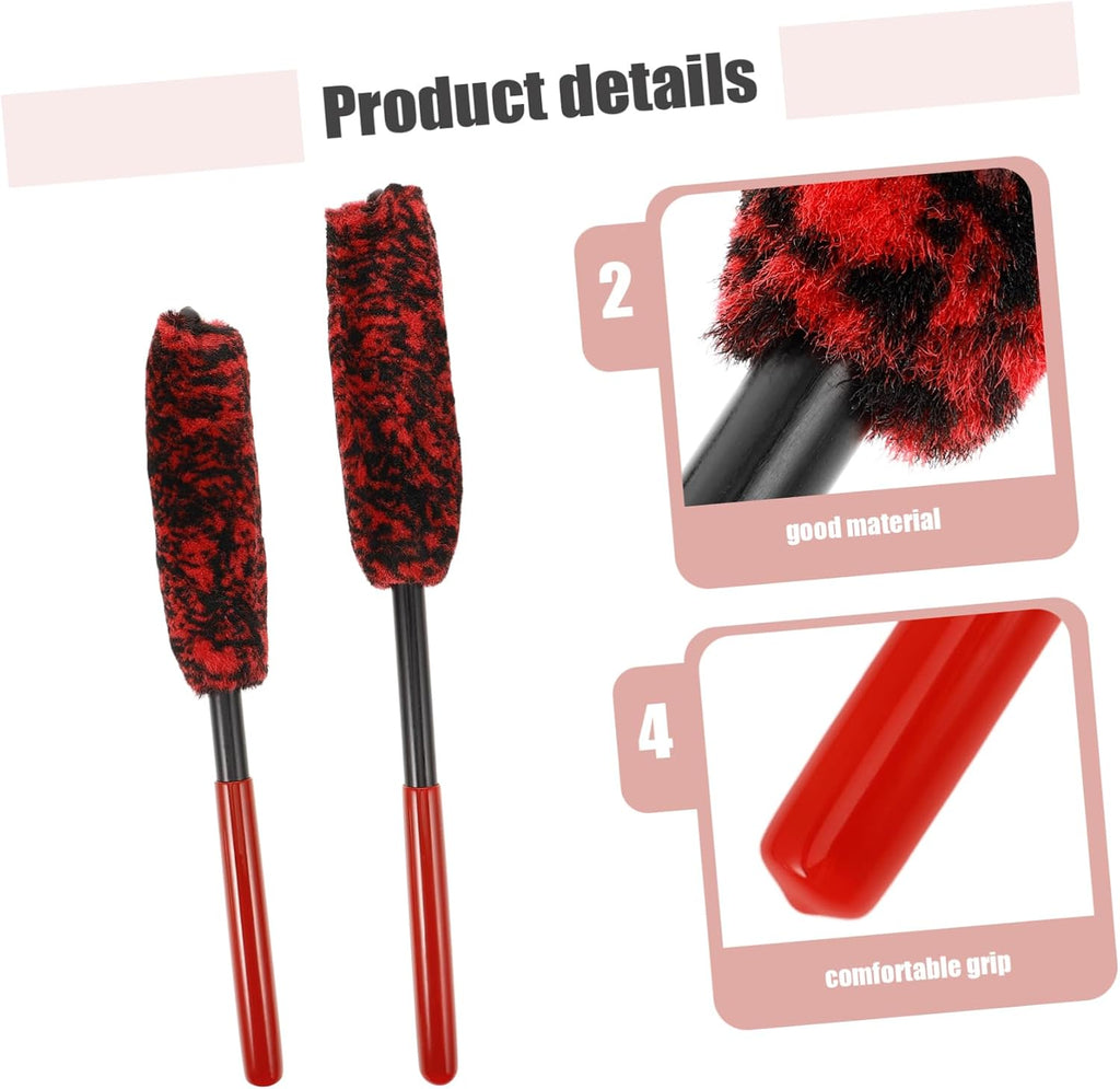2Pcs Wheel and Tire Cleaner Brush Car Wheel Detailing Brush for Deep Cleaning Polishing Car Rims Tires Accessories