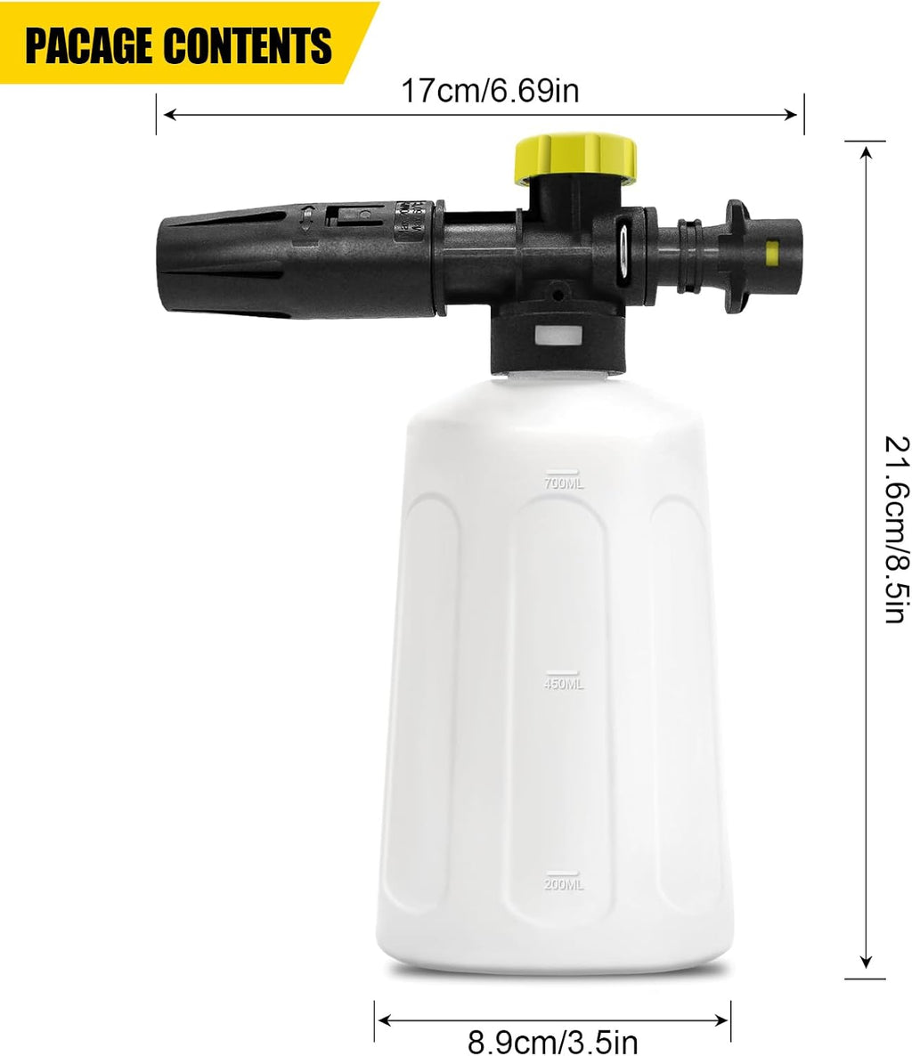 Snow Foam Lance 750Ml Pressure Washer Foam Cannon with Adjustable Nozzle, 180Bar Soap Dispenser PE Bottle Compatible with Karcher K-Serie K2 K3 K4 K5 K6 K7 Jet Washer for Car Cleaning