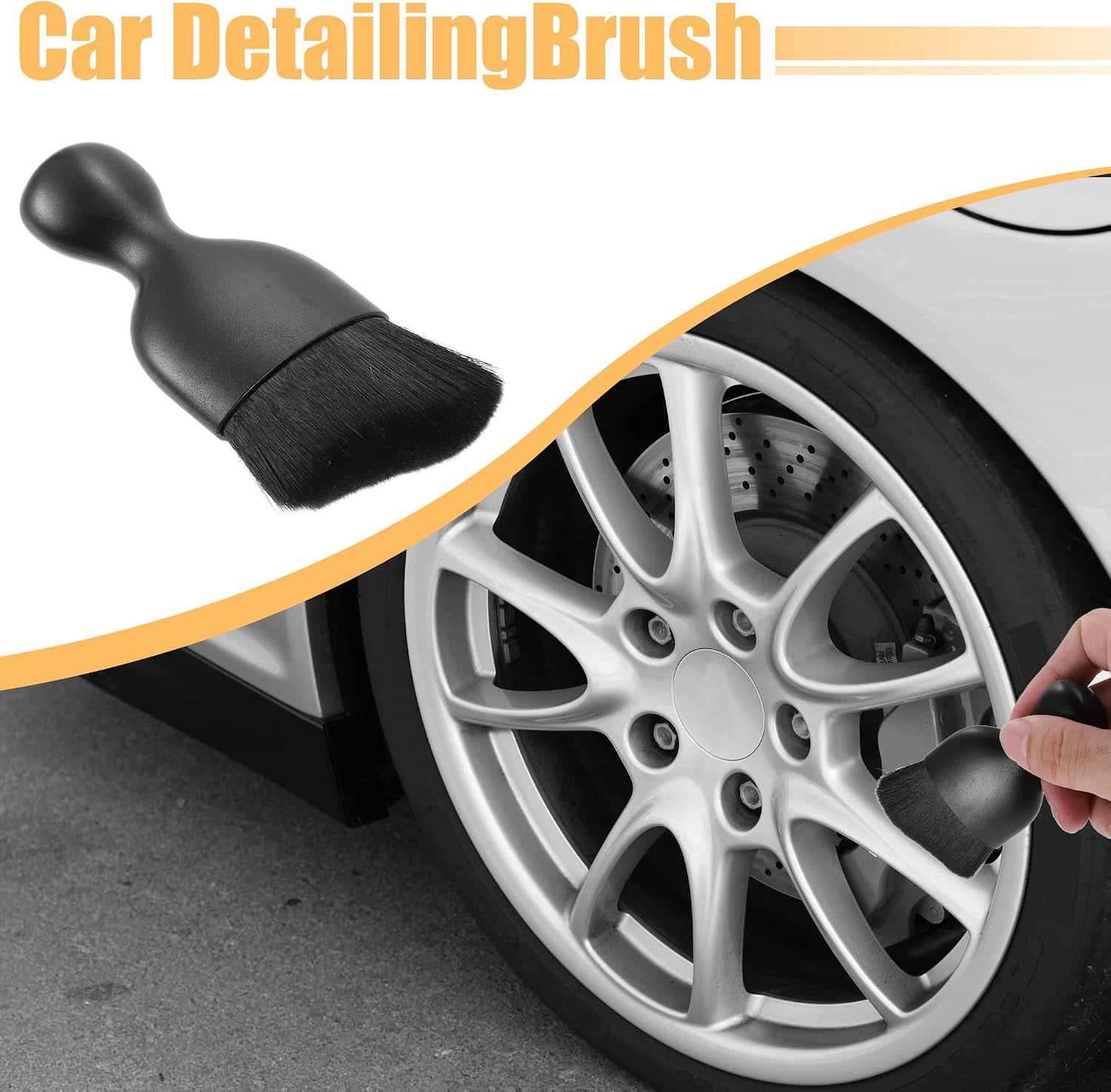 Car Interior Dust Brush Soft Bristles Detailing Brush Black