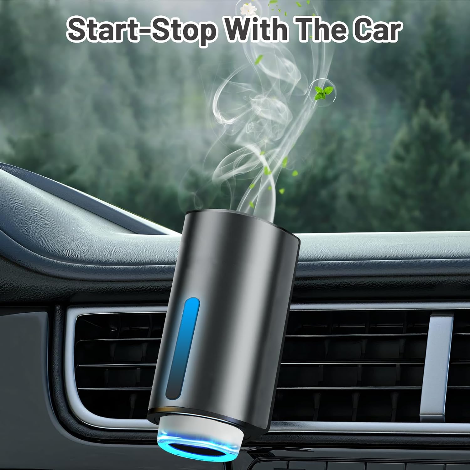 Smart Car Air Freshener - 3 Modes Car Diffuser Air Freshener with 3 Pcs Essential Oil, Rechargeable Wireless Vent Air Fresheners, Fragrance Diffuser Perfume Essentials for Cars Air Outlet