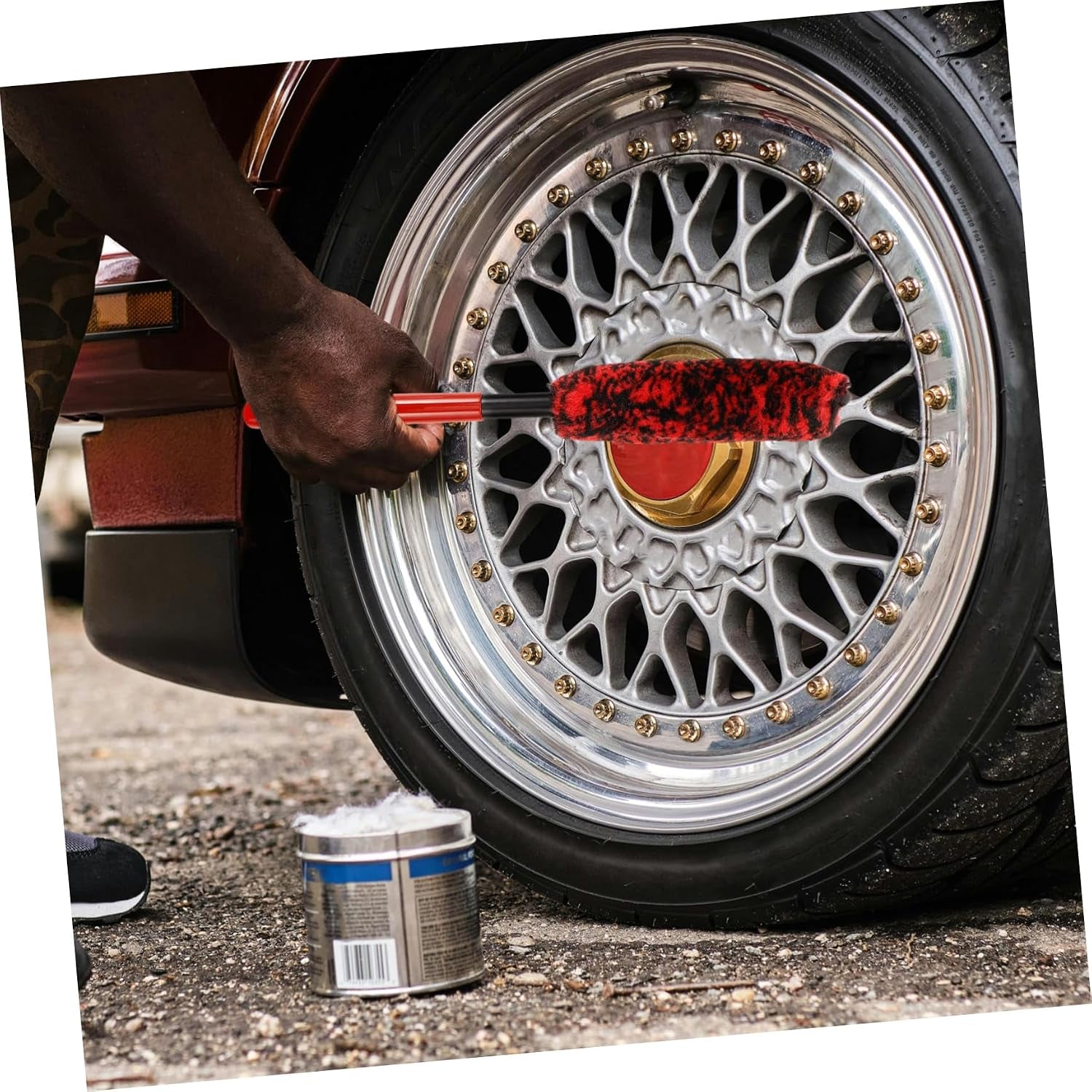 2Pcs Wheel and Tire Cleaner Brush Car Wheel Detailing Brush for Deep Cleaning Polishing Car Rims Tires Accessories
