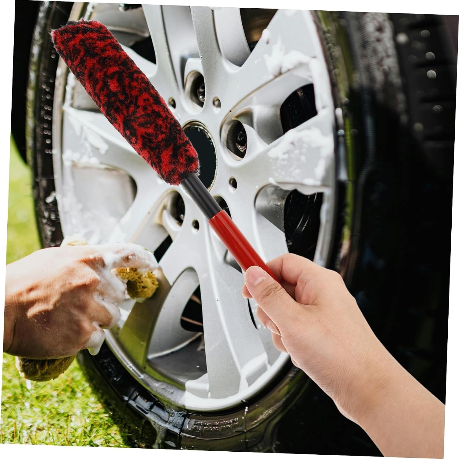 2Pcs Wheel and Tire Cleaner Brush Car Wheel Detailing Brush for Deep Cleaning Polishing Car Rims Tires Accessories