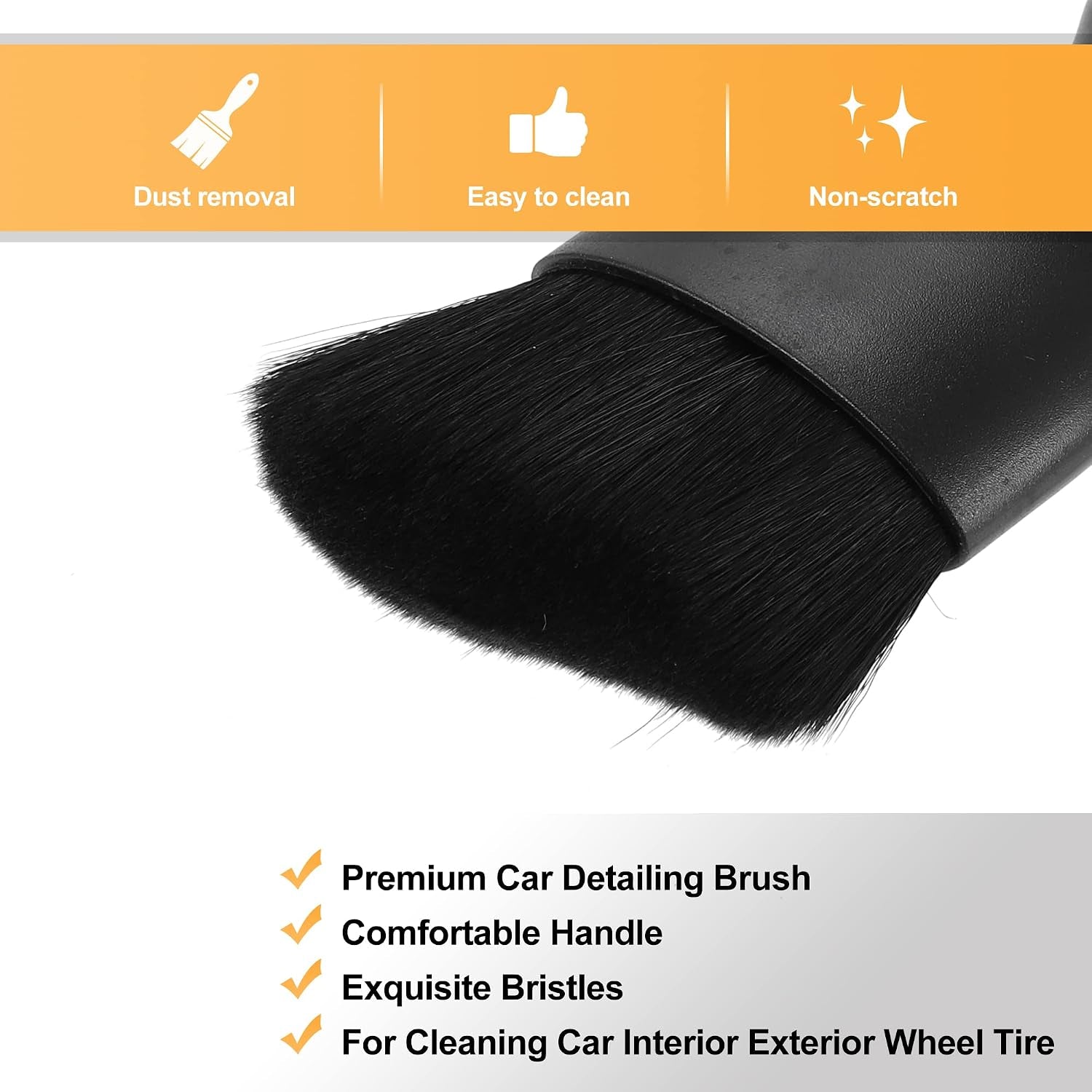 Car Interior Dust Brush Soft Bristles Detailing Brush Black