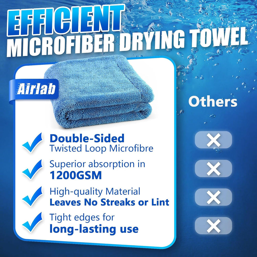 1200GSM Extra Thick Absorbent Microfibre Car Drying Towel, 60X40Cm