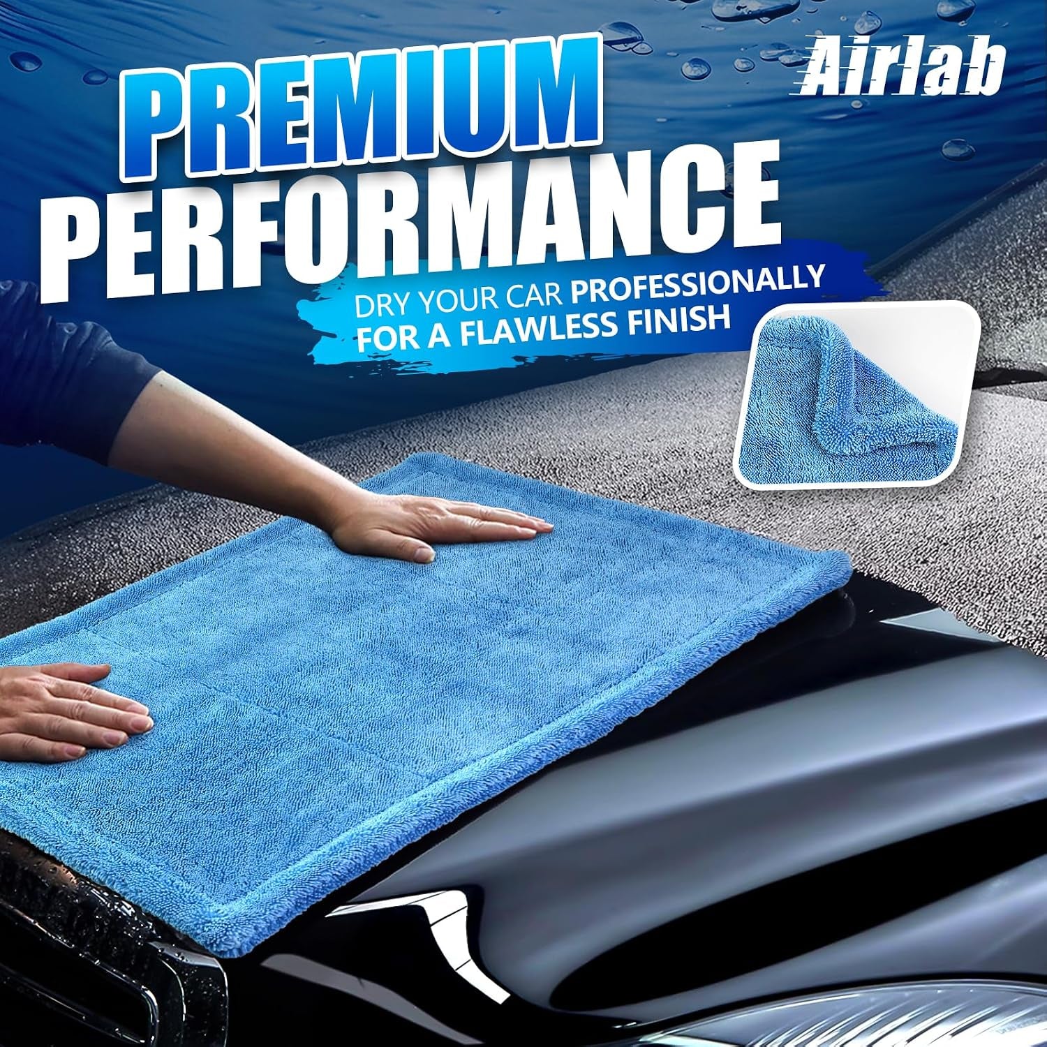 1200GSM Extra Thick Absorbent Microfibre Car Drying Towel, 60X40Cm