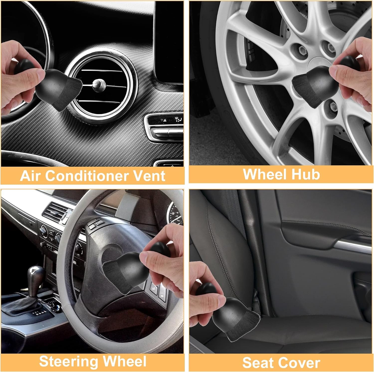 Car Interior Dust Brush Soft Bristles Detailing Brush Black